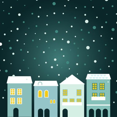 arka plan kar üzerinde Noel kasabası