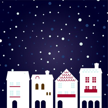 arka plan kar üzerinde Noel kasabası