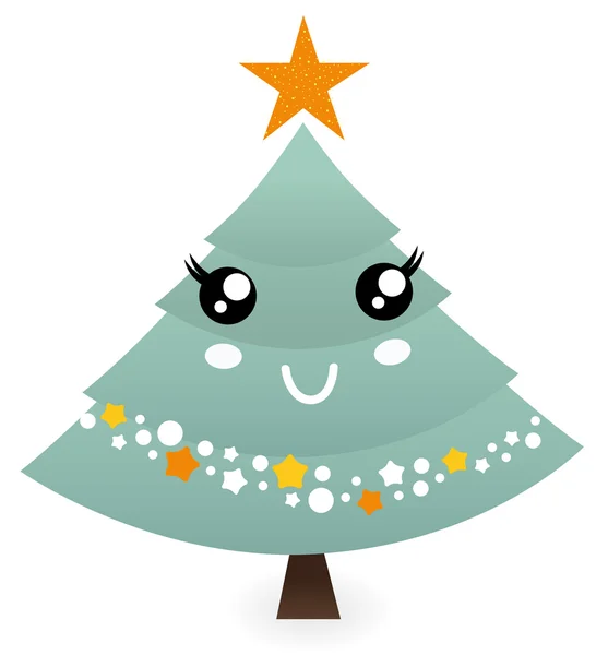 Cute christmas tree mascot isolated on white — Stock Vector