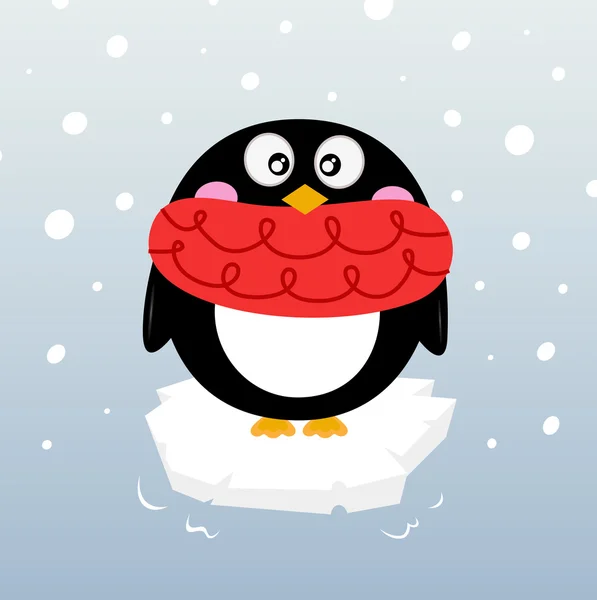 Lindo pingüino de invierno en iceberg espumoso — Vector de stock