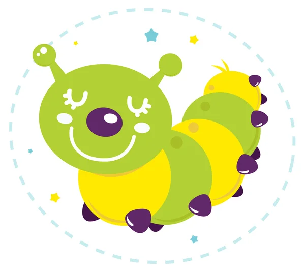 Cute cartoon caterpillar vector geïsoleerd op wit — Stockvector