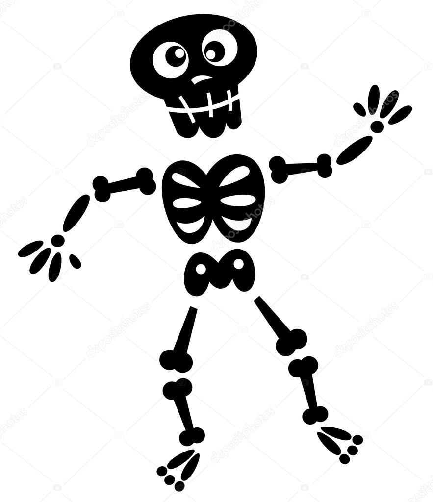 Black skeleton silhouette isolated on white