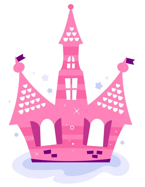 Rosa princess sky slottet isolerad på vit — Stock vektor