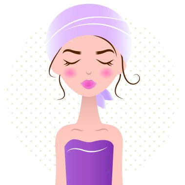 Güzel rahatlatıcı Spa Kadın beyaz izole ( mor )