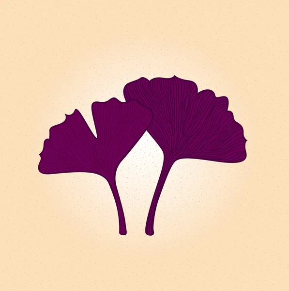 Violettes Gingko-Blatt isoliert auf braunem Hintergrund — Stockvektor