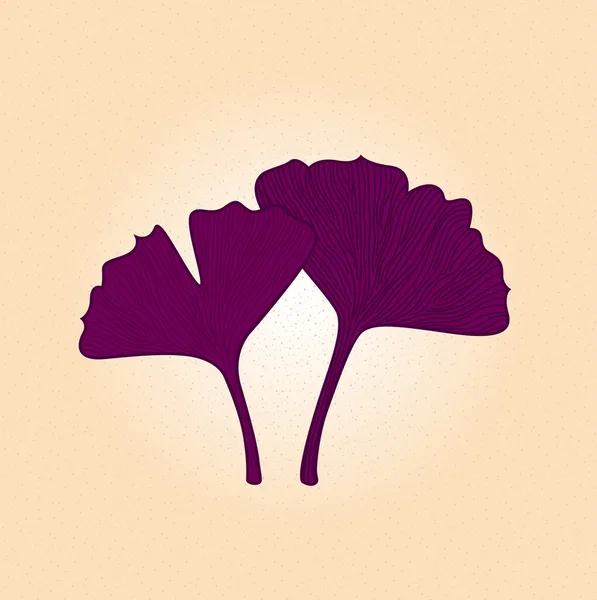 Purple frunze de gingko izolate pe fundal maro — Vector de stoc