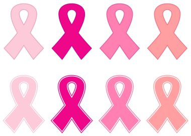 pembe kanser şerit kümesi üzerinde beyaz izole