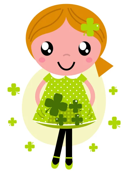 Little cute red hair girl for Saint Patrick's Day — Stock Vector