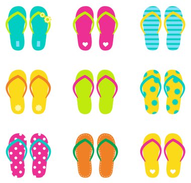 Yaz flip flop izole üzerinde beyaz set