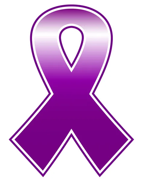 乳房癌紫色丝带上白色隔离 — 图库矢量图片