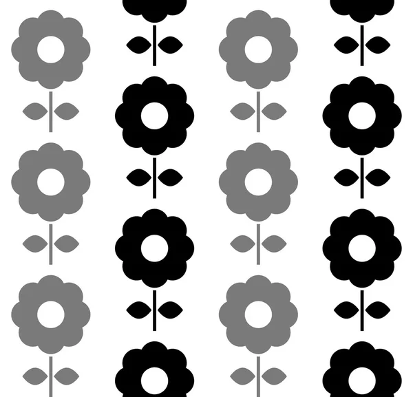 Patrón sin costura floral - blanco y negro — Vector de stock