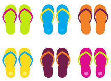 beyaz izole renkli flip flop koleksiyonu