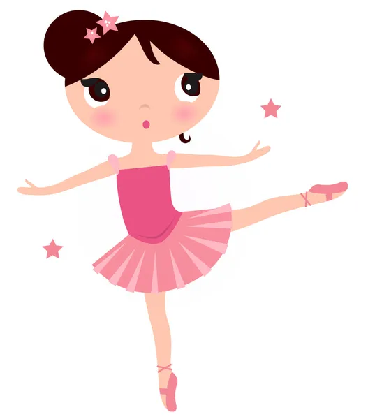 Bonito rosa bailarina menina isolado no branco —  Vetores de Stock
