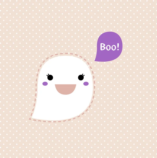 Bonito kawaii fantasma isolado no pontilhado retro fundo — Vetor de Stock