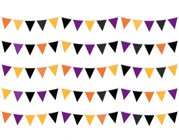 Halloween färgglada sparv eller flaggor isolerad på vit — Stock vektor