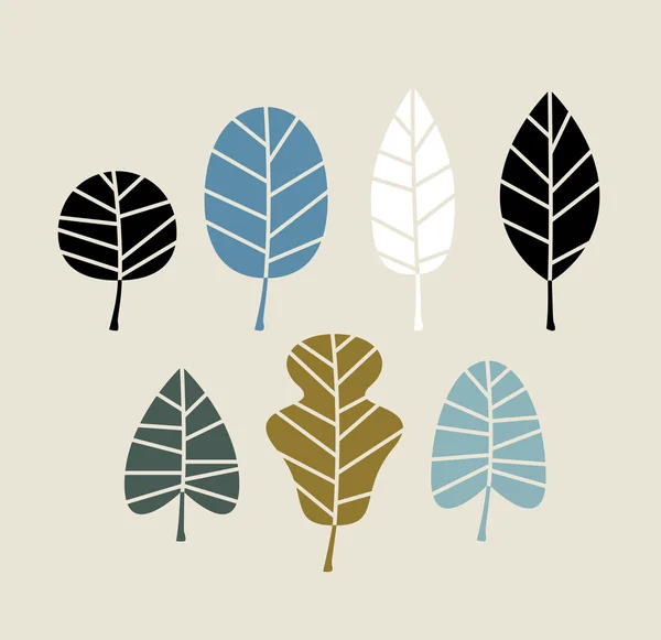 Hojas de otoño retro aisladas sobre fondo beige — Vector de stock