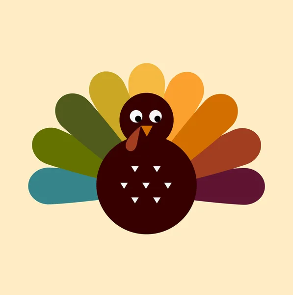 Schattig retro thanksgiving kalkoen geïsoleerd op beige — Stockvector