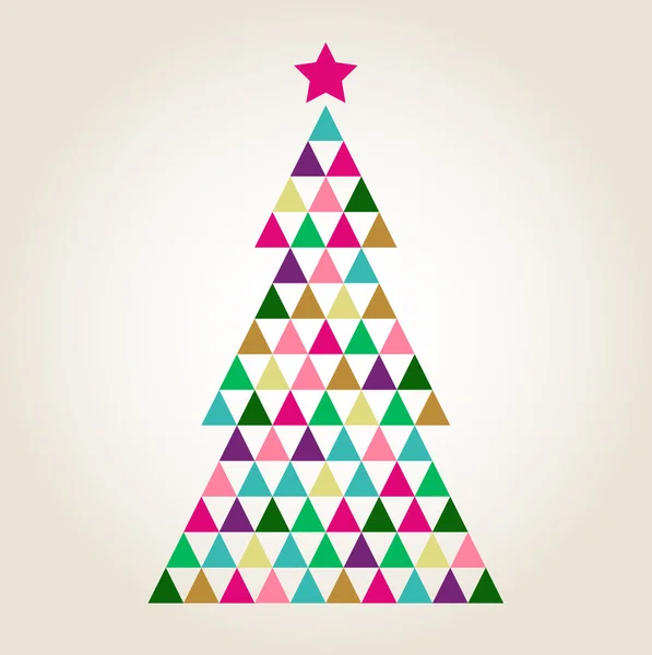 Feliz Navidad colorido árbol de mosaico aislado en fondo beige — Archivo Imágenes Vectoriales