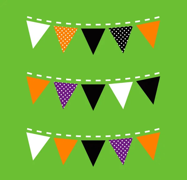 Colorido Halloween Bunting aislado sobre fondo verde — Vector de stock