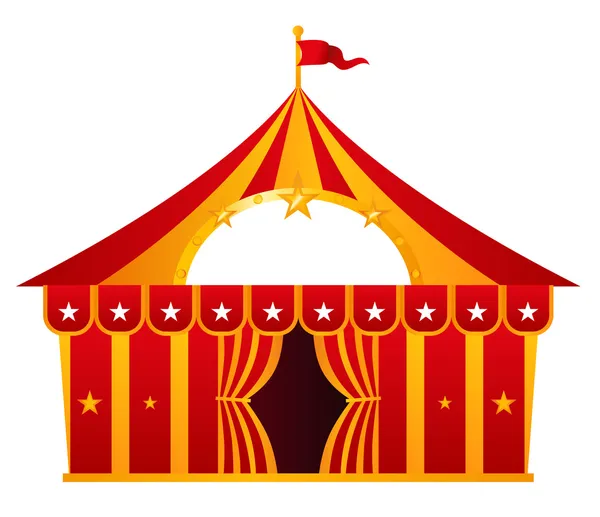 Červená cirkusových stanu ilustrace izolované na bílém — Stockový vektor