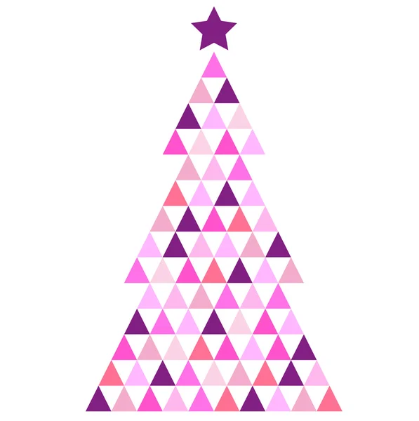 Καλά Χριστούγεννα ροζ μωσαϊκό δέντρο που απομονώνονται σε λευκό — Διανυσματικό Αρχείο
