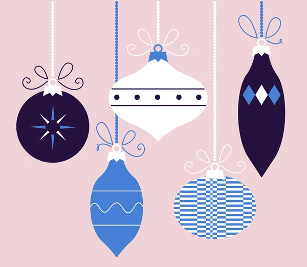 Coleção de bolas de Natal retro colorido (azul  ) — Vetor de Stock