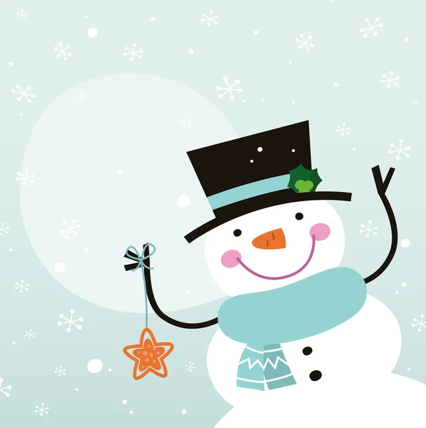Lindo muñeco de nieve de dibujos animados con decoración de Navidad — Archivo Imágenes Vectoriales
