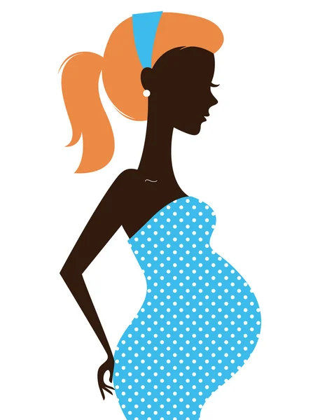 Beautiful pregnant woman silhouette isolated on white — Stock Vector