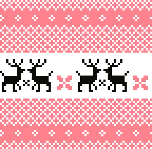 Norveç deseni ile reindeer ( pembe ve beyaz ) — Stok Vektör