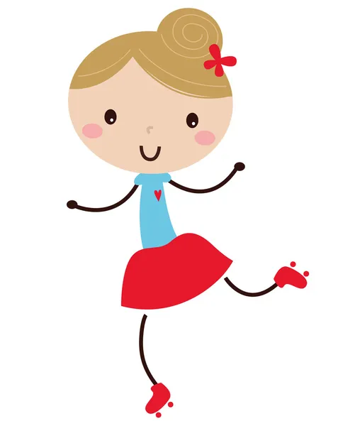 Linda chica de patinaje sobre ruedas doodle aislado en blanco — Vector de stock