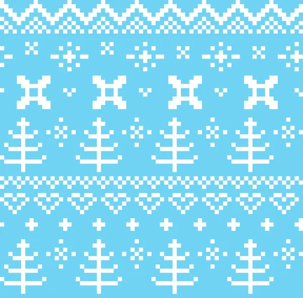 Winter Norwegian seamless knitting pattern ( blue & white ) — ストックベクタ