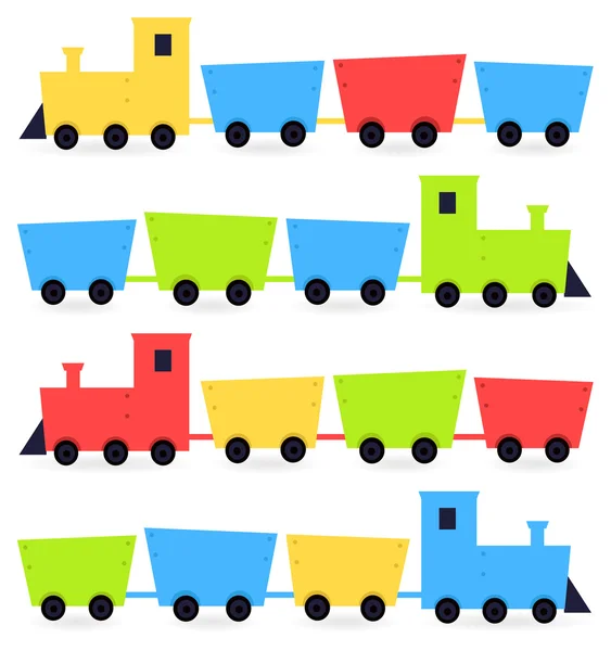 Childish cartoon colorful trains isolated on white — Stock Vector