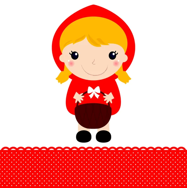 Petit chaperon rouge avec panier isolé sur blanc — Image vectorielle