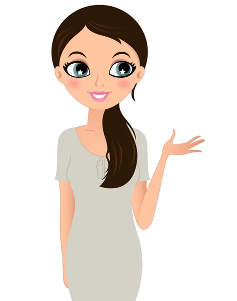 Sekreter kadın el ile bir şeyler gösteriyor