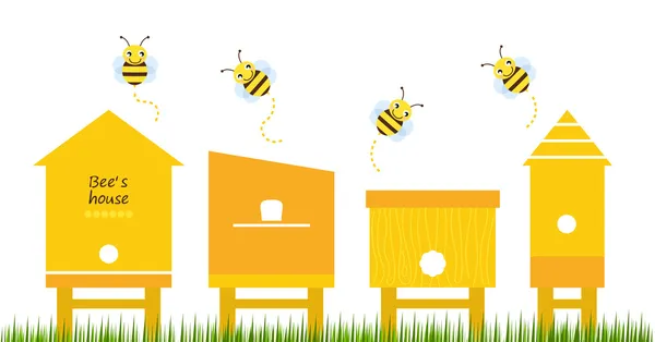 Bee houses spring collection vector — Stock Illustration Bee houses spring collection vector Royalty Free Stock Illustrations