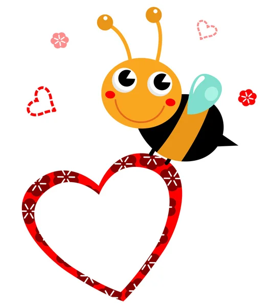 Cute mooi bee met lege hart voor Moederdag — Stockvector