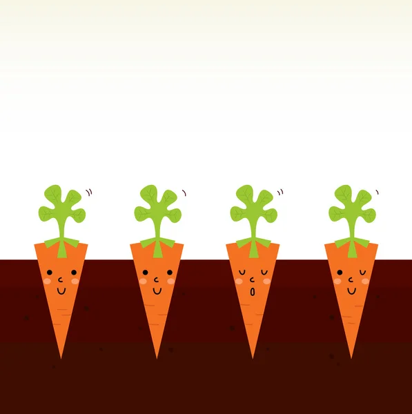 Симпатичні красива морква мультфільмів в рядку — стоковий вектор