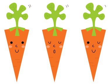 Beautiful cartoon Carrots set isolated on white clipart
