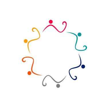 Renkli İnsanlar Birlikte İmza, Sembol, Sanat ve Logo Beyazda İzole Edildi