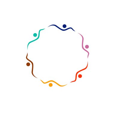 Renkli İnsanlar Birlikte İmza, Sembol, Sanat ve Logo Beyazda İzole Edildi