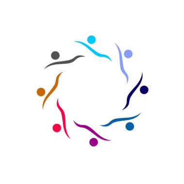 Renkli İnsanlar Birlikte İmza, Sembol, Sanat ve Logo Beyazda İzole Edildi