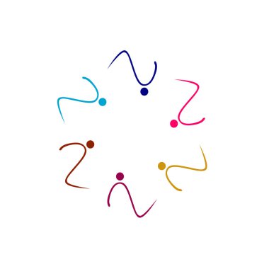 Renkli insanlar beyaz halkalar içinde izole edilmiş.