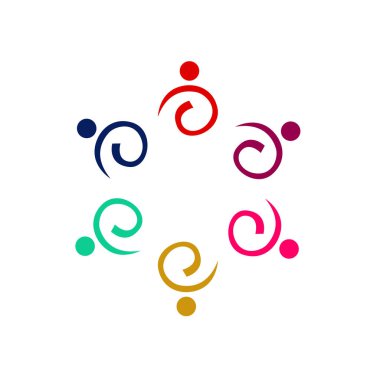 Renkli insanlar beyaz halkalar içinde izole edilmiş.