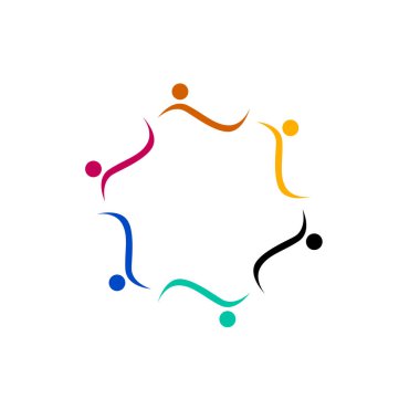 Renkli insanlar beyaz halkalar içinde izole edilmiş.