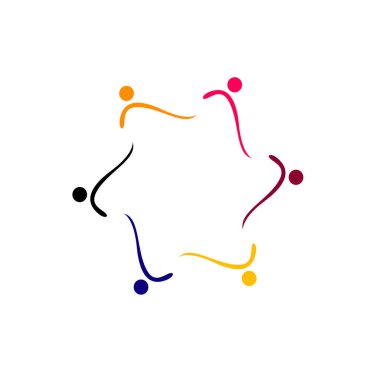 Renkli insanlar beyaz halkalar içinde izole edilmiş.