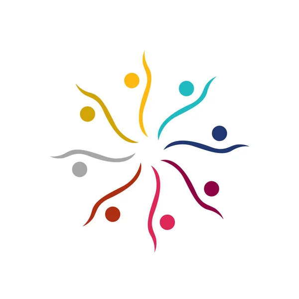 Colorful People Together Signe Symbole Logo Isolé Sur Blanc — Image vectorielle