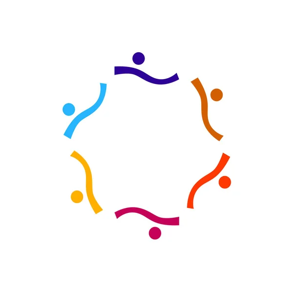 Färgglada Människor Tillsammans Cirkel Isolerad Vit — Stock vektor