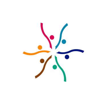 Renkli İnsanlar Birlikte İmza, Sembol, Sanat ve Logo Beyazda İzole Edildi