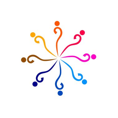 Renkli İnsanlar Birlikte İmza, Sembol, Sanat ve Logo Beyazda İzole Edildi