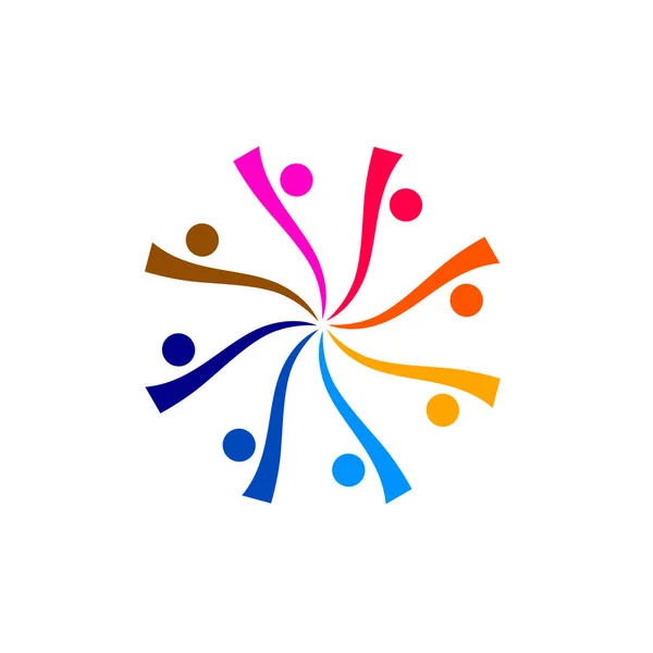 Barevné Osoby Dohromady Podepsat Symbol Umění Logo Izolované Bílém — Stockový vektor